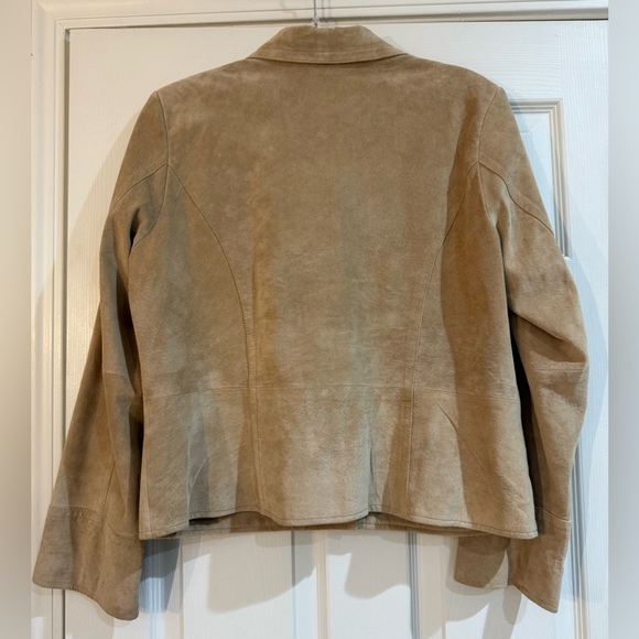 I.e. Tan Genuine Suede Leather 2 Buttons Blazer Size XL - Picture 2 of 6